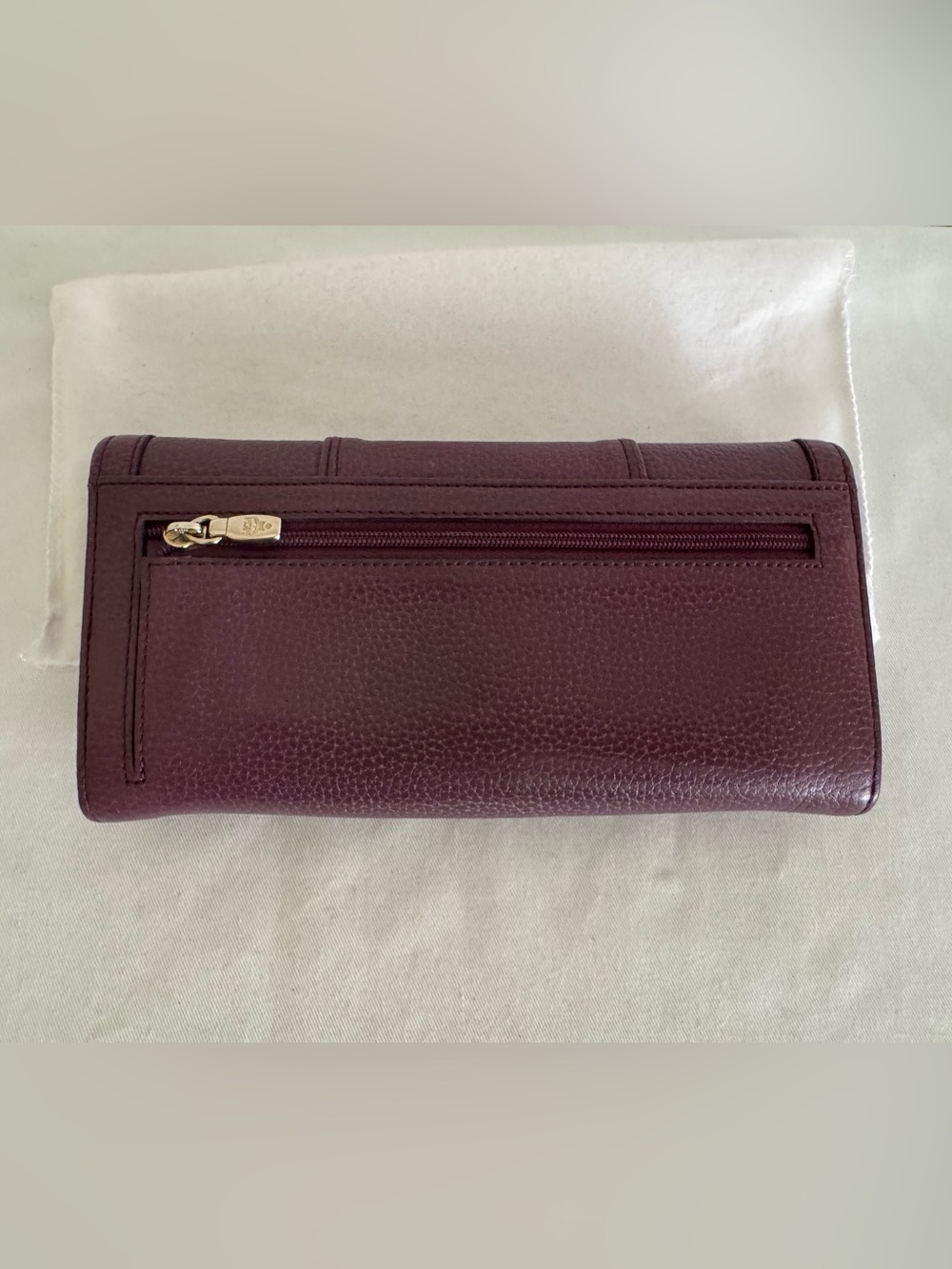 MCM Plum Textured Leather Continental Wallet with Gold Accents - Picture 3 of 11